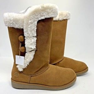 Airwalk Boot Women's Size 10 Meila Tan/Cognac Suede Faux Fur DISCONTINUED RARE